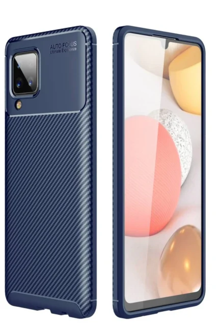 Uray store Samsung Galaxy A22 Kılıf Auto Focus Karbon Kapak - Lacivert