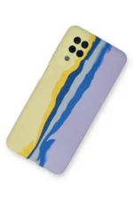 Uray store Samsung Galaxy A22 Kılıf Ebruli Lansman Silikon - Sarı-Lila - Görsel 2