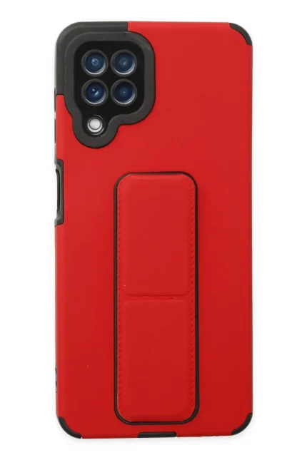 Uray store Samsung Galaxy A22 Kılıf Mega Standlı Silikon - Kırmızı
