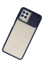 Uray store Samsung Galaxy A22 Kılıf Palm Buzlu Kamera Sürgülü Silikon - Lacivert - Görsel 2