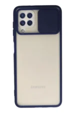 Uray store Samsung Galaxy A22 Kılıf Palm Buzlu Kamera Sürgülü Silikon - Lacivert