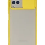 Uray store Samsung Galaxy A22 Kılıf Palm Buzlu Kamera Sürgülü Silikon - Sarı