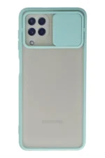 Uray store Samsung Galaxy A22 Kılıf Palm Buzlu Kamera Sürgülü Silikon - Turkuaz