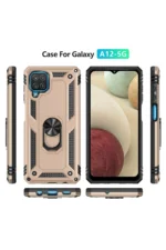 Uray store Samsung Galaxy A22 Kılıf Sofya Yüzüklü Silikon Kapak - Gold - Görsel 3