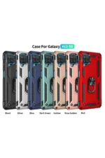 Uray store Samsung Galaxy A22 Kılıf Sofya Yüzüklü Silikon Kapak - Gold - Görsel 4