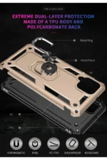 Uray store Samsung Galaxy A22 Kılıf Sofya Yüzüklü Silikon Kapak - Gold - Görsel 5