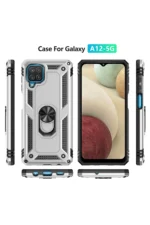 Uray store Samsung Galaxy A22 Kılıf Sofya Yüzüklü Silikon Kapak - Gümüş - Görsel 3