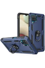 Uray store Samsung Galaxy A22 Kılıf Sofya Yüzüklü Silikon Kapak - Lacivert - Görsel 2