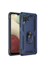 Uray store Samsung Galaxy A22 Kılıf Sofya Yüzüklü Silikon Kapak - Lacivert