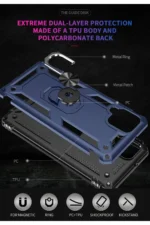 Uray store Samsung Galaxy A22 Kılıf Sofya Yüzüklü Silikon Kapak - Lacivert - Görsel 5