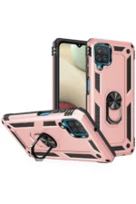 Uray store Samsung Galaxy A22 Kılıf Sofya Yüzüklü Silikon Kapak - Rose - Görsel 2
