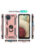 Uray store Samsung Galaxy A22 Kılıf Sofya Yüzüklü Silikon Kapak - Rose - Görsel 3