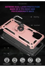 Uray store Samsung Galaxy A22 Kılıf Sofya Yüzüklü Silikon Kapak - Rose - Görsel 5