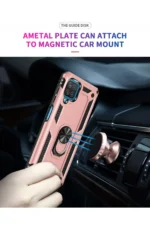 Uray store Samsung Galaxy A22 Kılıf Sofya Yüzüklü Silikon Kapak - Rose - Görsel 6