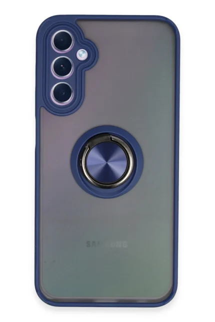 Uray store Samsung Galaxy A24 4G Kılıf Montreal Yüzüklü Silikon Kapak - Lacivert