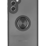 Uray store Samsung Galaxy A24 4G Kılıf Montreal Yüzüklü Silikon Kapak - Siyah