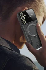 Uray store Samsung Galaxy A25 5G Kılıf Joy Lens Standlı Kapak - Mor - Görsel 3