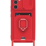 Uray store Samsung Galaxy A25 5G Kılıf Zuma Kartvizitli Yüzüklü Silikon - Kırmızı