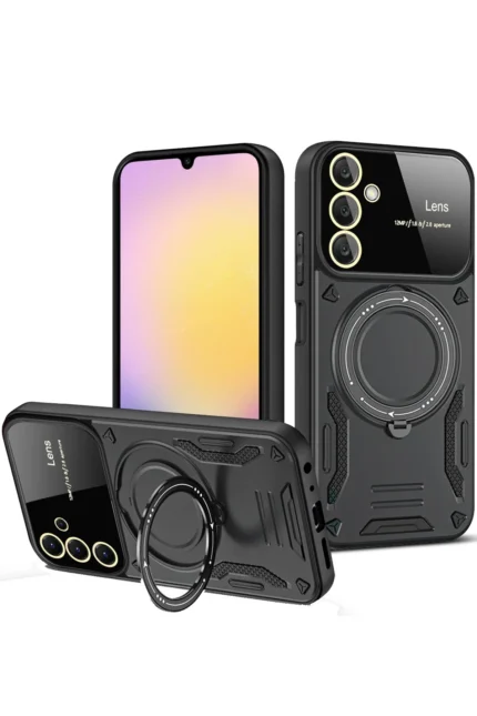 Uray store Samsung Galaxy A26 Kılıf Joy Lens Standlı Kapak - Siyah