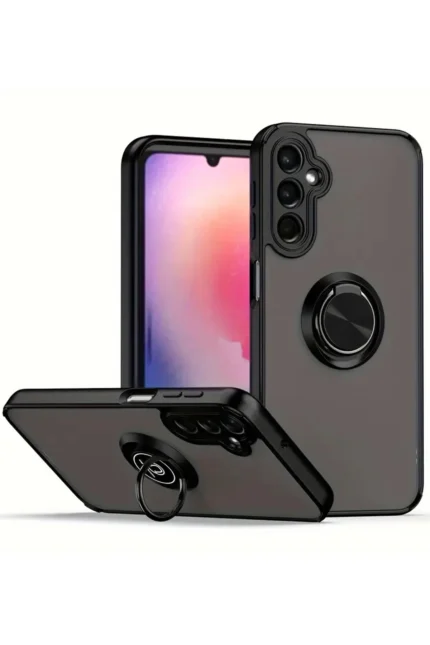Uray store Samsung Galaxy A26 Kılıf Montreal Yüzüklü Silikon Kapak - Siyah