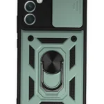 Uray store Samsung Galaxy A34 5G Kılıf Pars Lens Yüzüklü Silikon - Yeşil
