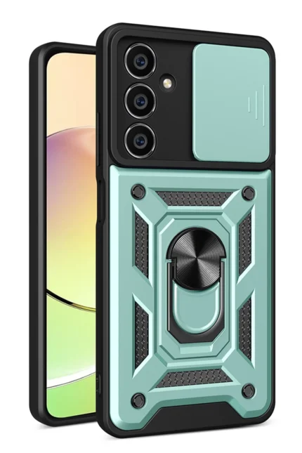 Uray store Samsung Galaxy A35 5G Kılıf Pars Lens Yüzüklü Silikon - Yeşil