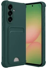 Uray store Samsung Galaxy A36 Kılıf Kelvin Kartvizitli Silikon - Koyu Yeşil