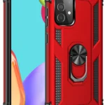 Uray store Samsung Galaxy A52 Kılıf Sofya Yüzüklü Silikon Kapak - Kırmızı