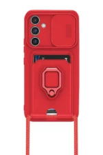 Uray store Samsung Galaxy A54 5G Kılıf Zuma Kartvizitli Yüzüklü Silikon - Kırmızı - Görsel 2