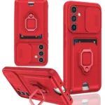 Uray store Samsung Galaxy A54 5G Kılıf Zuma Kartvizitli Yüzüklü Silikon - Kırmızı