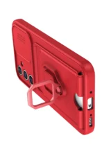 Uray store Samsung Galaxy A54 5G Kılıf Zuma Kartvizitli Yüzüklü Silikon - Kırmızı - Görsel 3