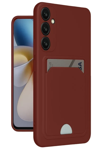 Uray store Samsung Galaxy A55 5G Kılıf Kelvin Kartvizitli Silikon - Bordo