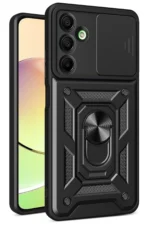 Uray store Samsung Galaxy A56 Kılıf Pars Lens Yüzüklü Silikon - Siyah