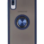 Uray store Samsung Galaxy A70 Kılıf Montreal Yüzüklü Silikon Kapak - Lacivert