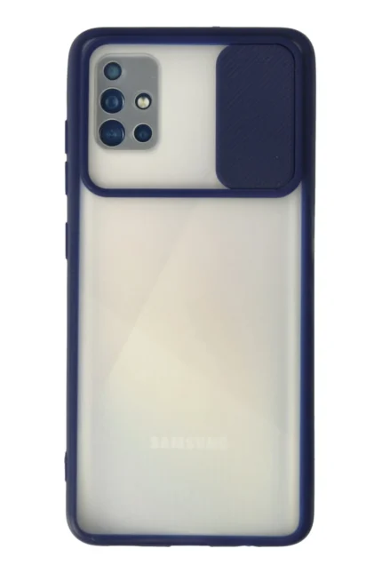 Uray store Samsung Galaxy A71 Kılıf Palm Buzlu Kamera Sürgülü Silikon - Lacivert