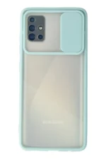 Uray store Samsung Galaxy A71 Kılıf Palm Buzlu Kamera Sürgülü Silikon - Turkuaz
