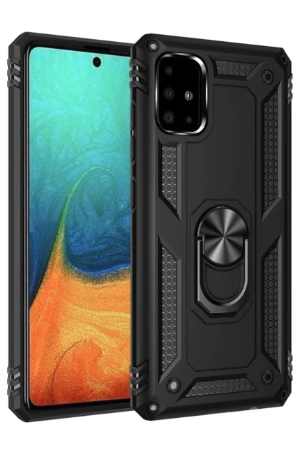 Uray store Samsung Galaxy A71 Kılıf Sofya Yüzüklü Silikon Kapak - Siyah