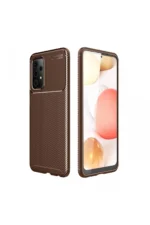 Uray store Samsung Galaxy A72 Kılıf Auto Focus Karbon Kapak - Kahverengi