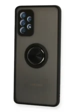 Uray store Samsung Galaxy A72 Kılıf Montreal Yüzüklü Silikon Kapak - Siyah - Görsel 2