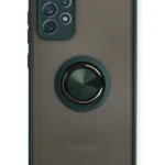 Uray store Samsung Galaxy A72 Kılıf Montreal Yüzüklü Silikon Kapak - Yeşil