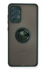 Uray store Samsung Galaxy A72 Kılıf Montreal Yüzüklü Silikon Kapak - Yeşil
