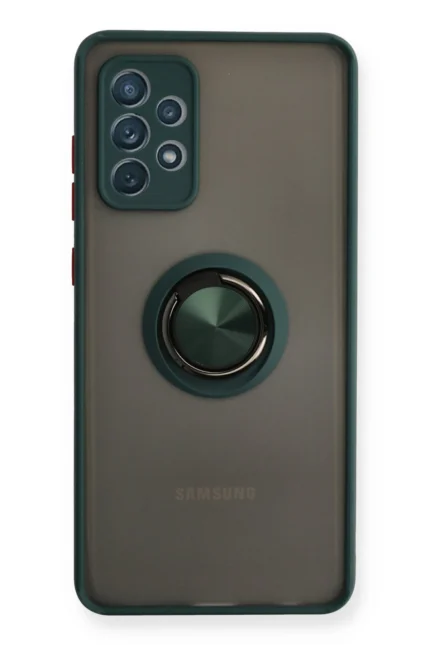 Uray store Samsung Galaxy A72 Kılıf Montreal Yüzüklü Silikon Kapak - Yeşil