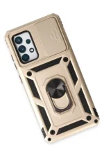 Uray store Samsung Galaxy A72 Kılıf Pars Lens Yüzüklü Silikon - Gold - Görsel 2