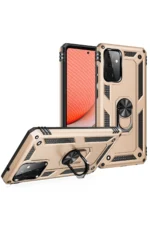 Uray store Samsung Galaxy A72 Kılıf Sofya Yüzüklü Silikon Kapak - Gold - Görsel 2