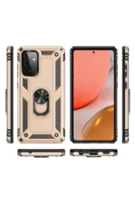 Uray store Samsung Galaxy A72 Kılıf Sofya Yüzüklü Silikon Kapak - Gold - Görsel 3