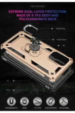 Uray store Samsung Galaxy A72 Kılıf Sofya Yüzüklü Silikon Kapak - Gold - Görsel 6