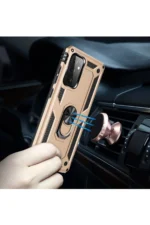 Uray store Samsung Galaxy A72 Kılıf Sofya Yüzüklü Silikon Kapak - Gold - Görsel 7