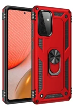 Uray store Samsung Galaxy A72 Kılıf Sofya Yüzüklü Silikon Kapak - Kırmızı