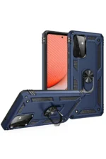 Uray store Samsung Galaxy A72 Kılıf Sofya Yüzüklü Silikon Kapak - Lacivert - Görsel 2