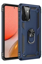 Uray store Samsung Galaxy A72 Kılıf Sofya Yüzüklü Silikon Kapak - Lacivert